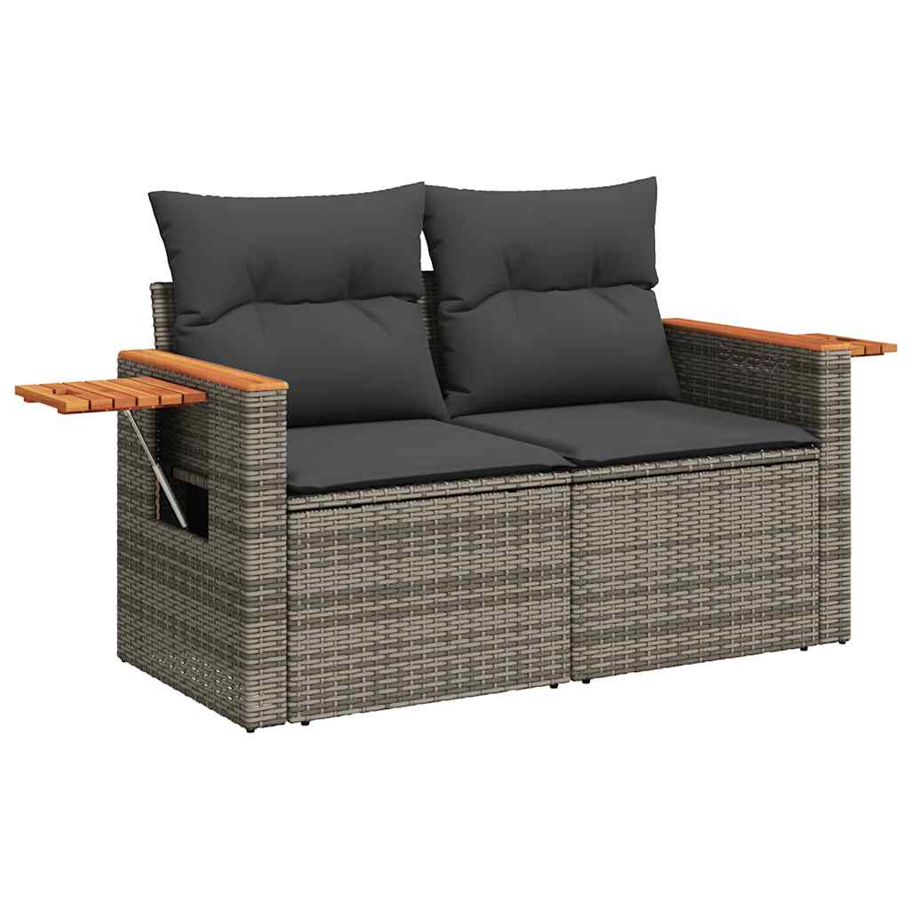 5 részes szürke polyrattan kerti ülőgarnitúra párnákkal 3