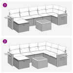8 részes fekete polyrattan kerti ülőgarnitúra párnákkal 13