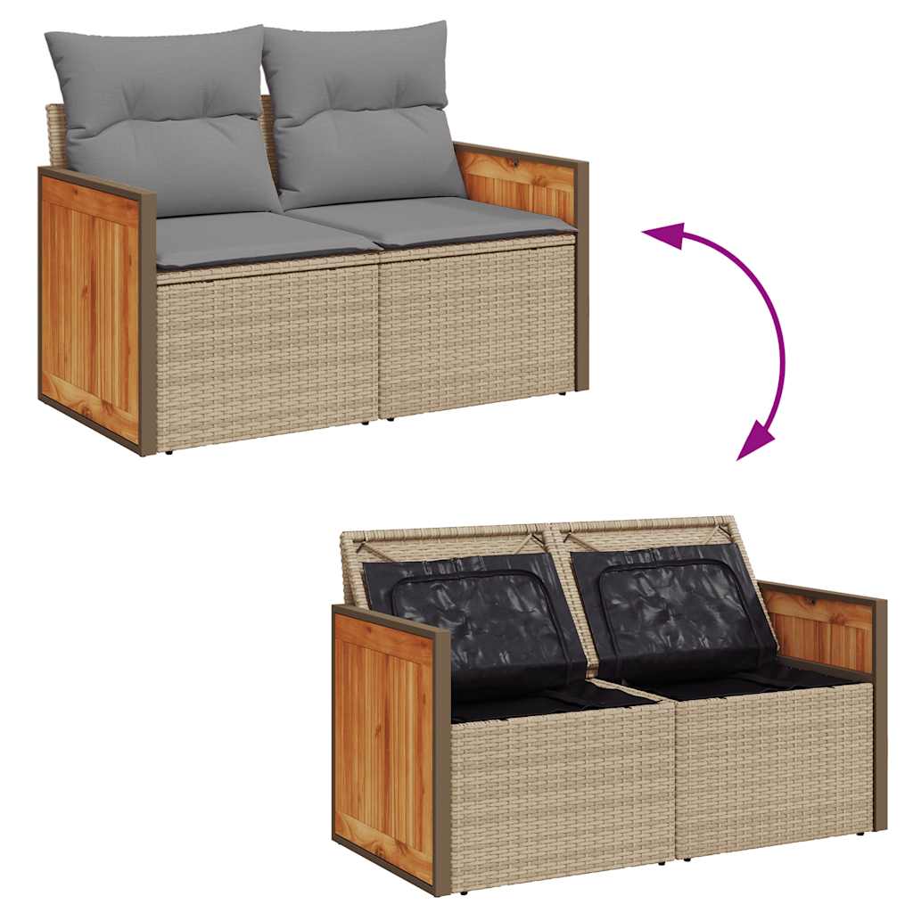 6 részes bézs polyrattan kerti ülőgarnitúra párnával 8
