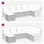 7 részes bézs polyrattan kerti ülőgarnitúra párnákkal 7