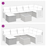 8 részes bézs polyrattan kerti ülőgarnitúra párnával 8