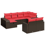 10 részes barna polyrattan kerti ülőgarnitúra párnákkal 2