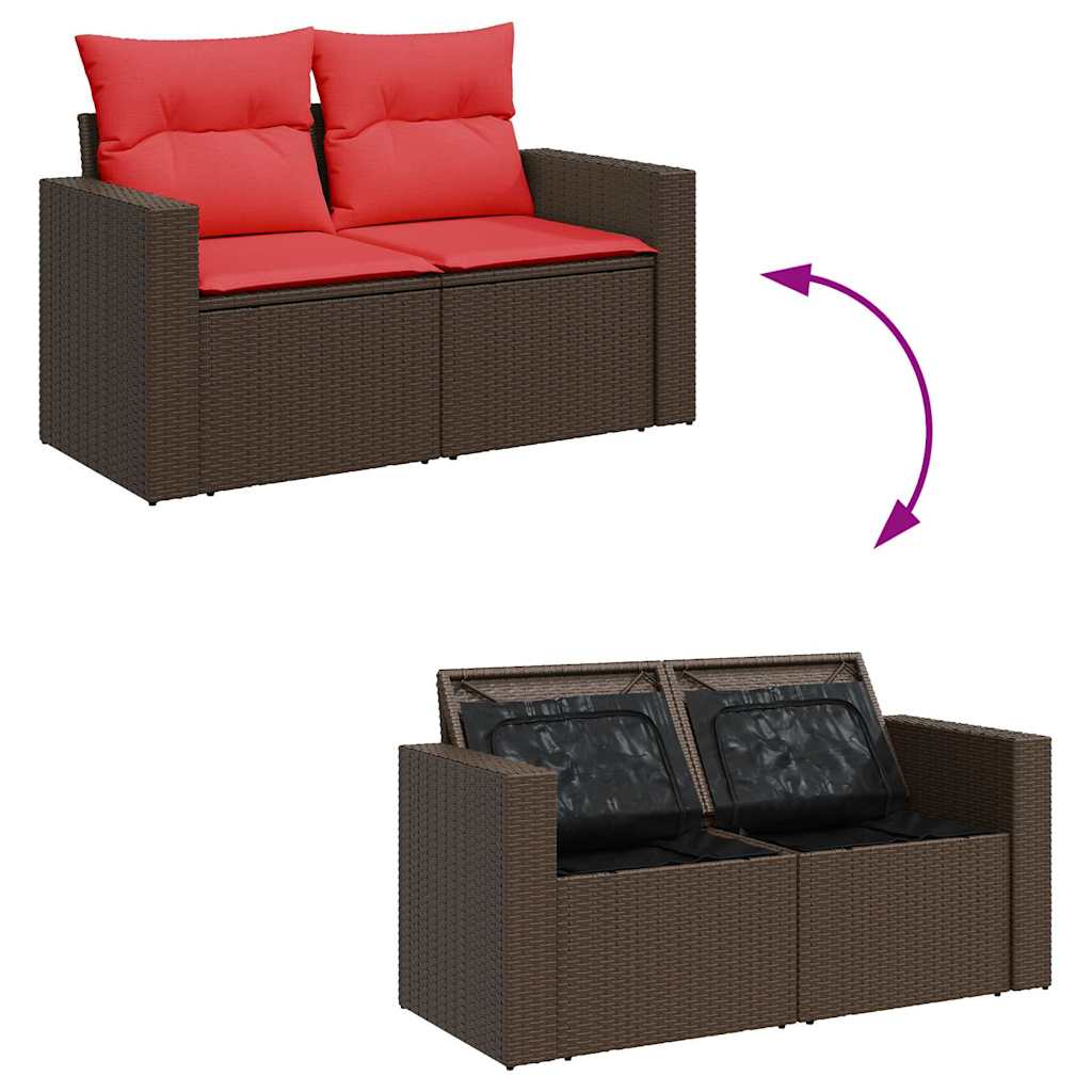 10 részes barna polyrattan kerti ülőgarnitúra párnákkal 10