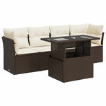 5 részes barna polyrattan kerti ülőgarnitúra párnával 2