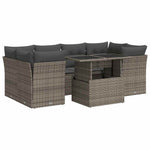 7 részes szürke polyrattan kerti ülőgarnitúra párnákkal 2