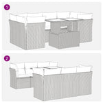 7 részes szürke polyrattan kerti ülőgarnitúra párnákkal 6