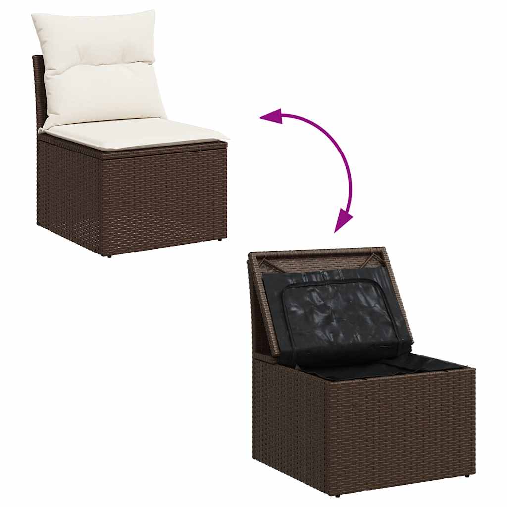 8 részes barna polyrattan kerti ülőgarnitúra párnákkal 6