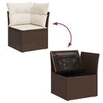 8 részes barna polyrattan kerti ülőgarnitúra párnákkal 7
