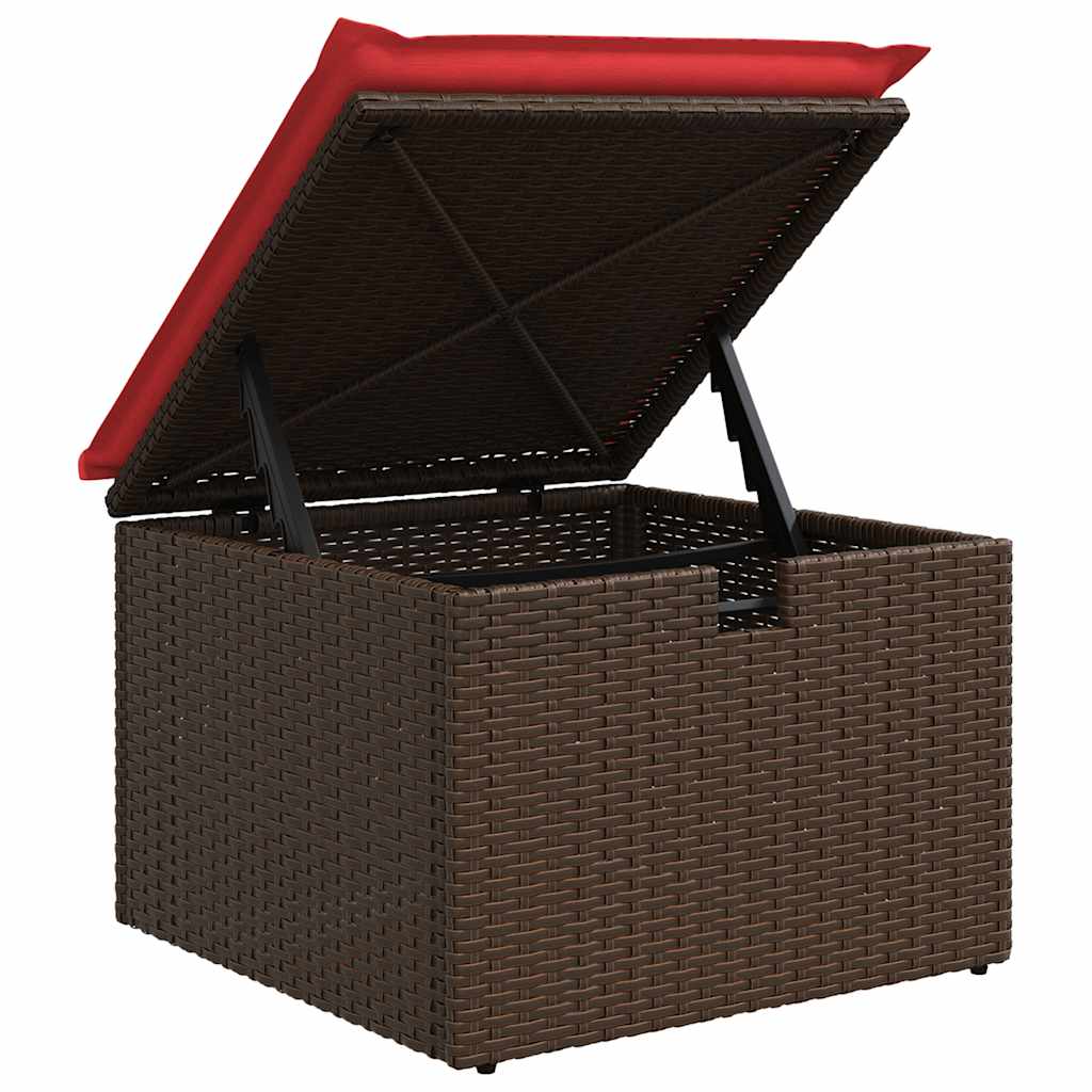 6 részes barna polyrattan akácfa kerti ülőgarnitúra párnával 9