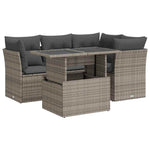 5 részes szürke polyrattan kerti ülőgarnitúra párnákkal 2