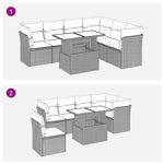 7 részes fekete polyrattan kerti ülőgarnitúra párnával 9
