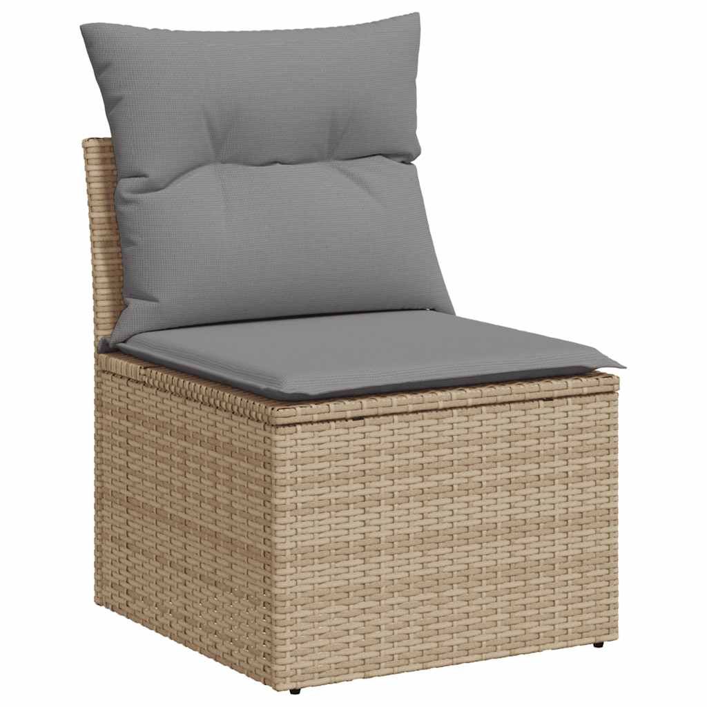 7 részes bézs polyrattan kerti ülőgarnitúra párnákkal 3