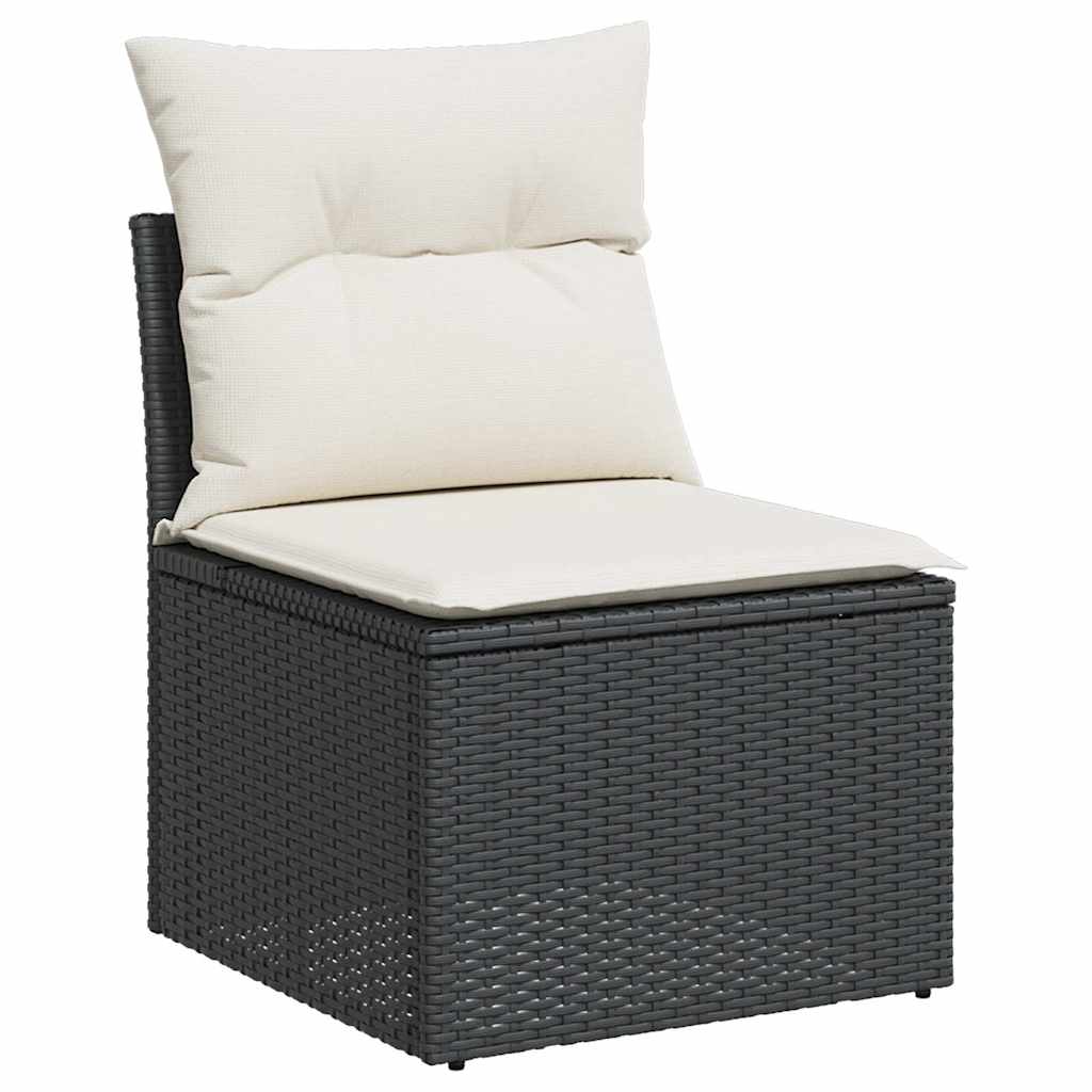 7 részes fekete polyrattan kerti ülőgarnitúra párnával 3