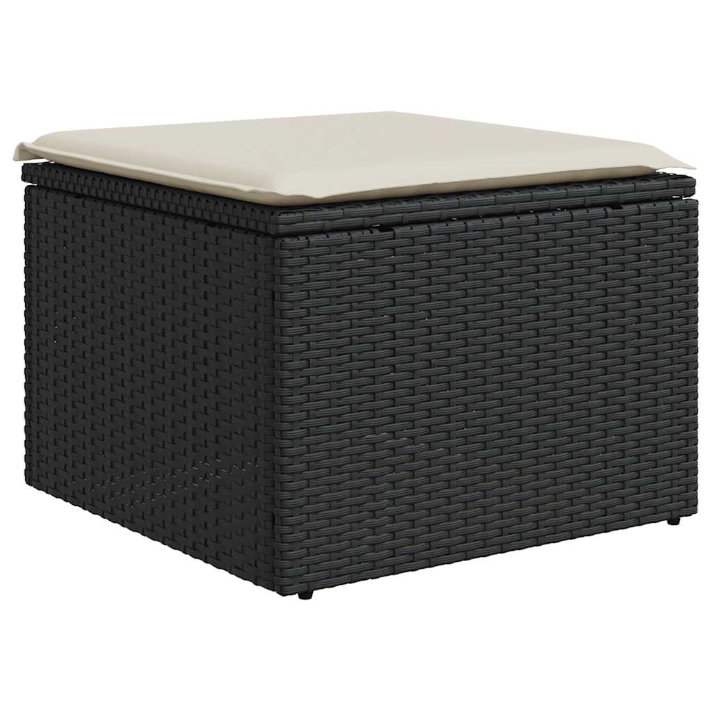 7 részes fekete polyrattan kerti ülőgarnitúra párnával 6