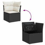 7 részes fekete polyrattan kerti ülőgarnitúra párnával 8