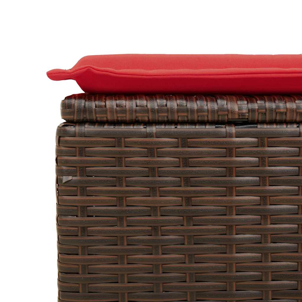 9 részes barna polyrattan akácfa kerti ülőgarnitúra párnákkal 11
