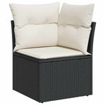 10 részes fekete polyrattan kerti ülőgarnitúra párnákkal 4