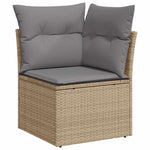 10 részes bézs polyrattan kerti ülőgarnitúra párnával 4