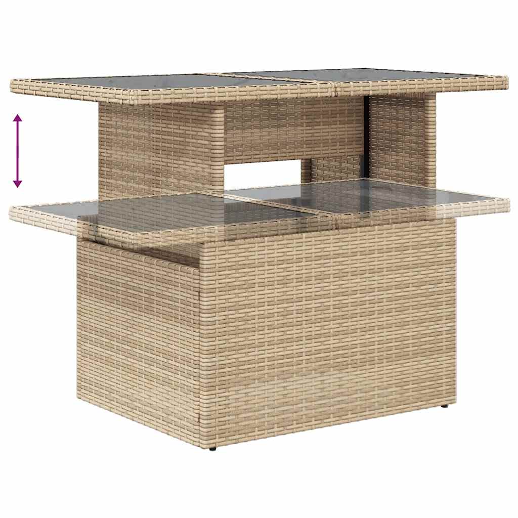 10 részes bézs polyrattan kerti ülőgarnitúra párnával 8