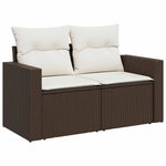 7 részes barna polyrattan kerti ülőgarnitúra párnákkal 5