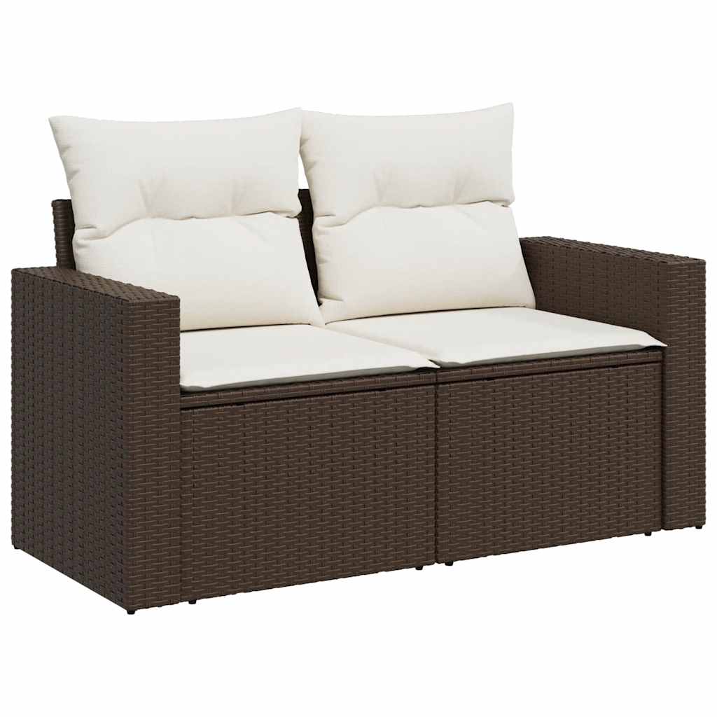 7 részes barna polyrattan kerti ülőgarnitúra párnákkal 5