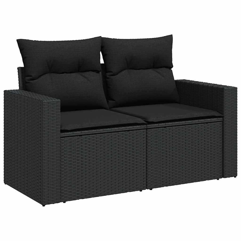 8 részes fekete polyrattan kerti ülőgarnitúra párnákkal 5