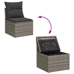 8 részes szürke polyrattan kerti ülőgarnitúra párnákkal 7