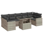 8 részes világosszürke polyrattan kerti ülőgarnitúra párnával 2