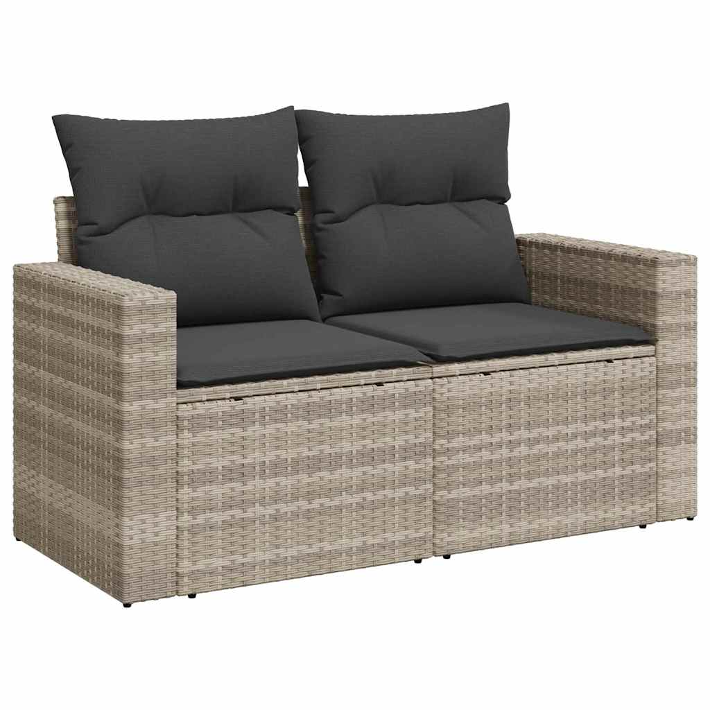 8 részes világosszürke polyrattan kerti ülőgarnitúra párnával 5