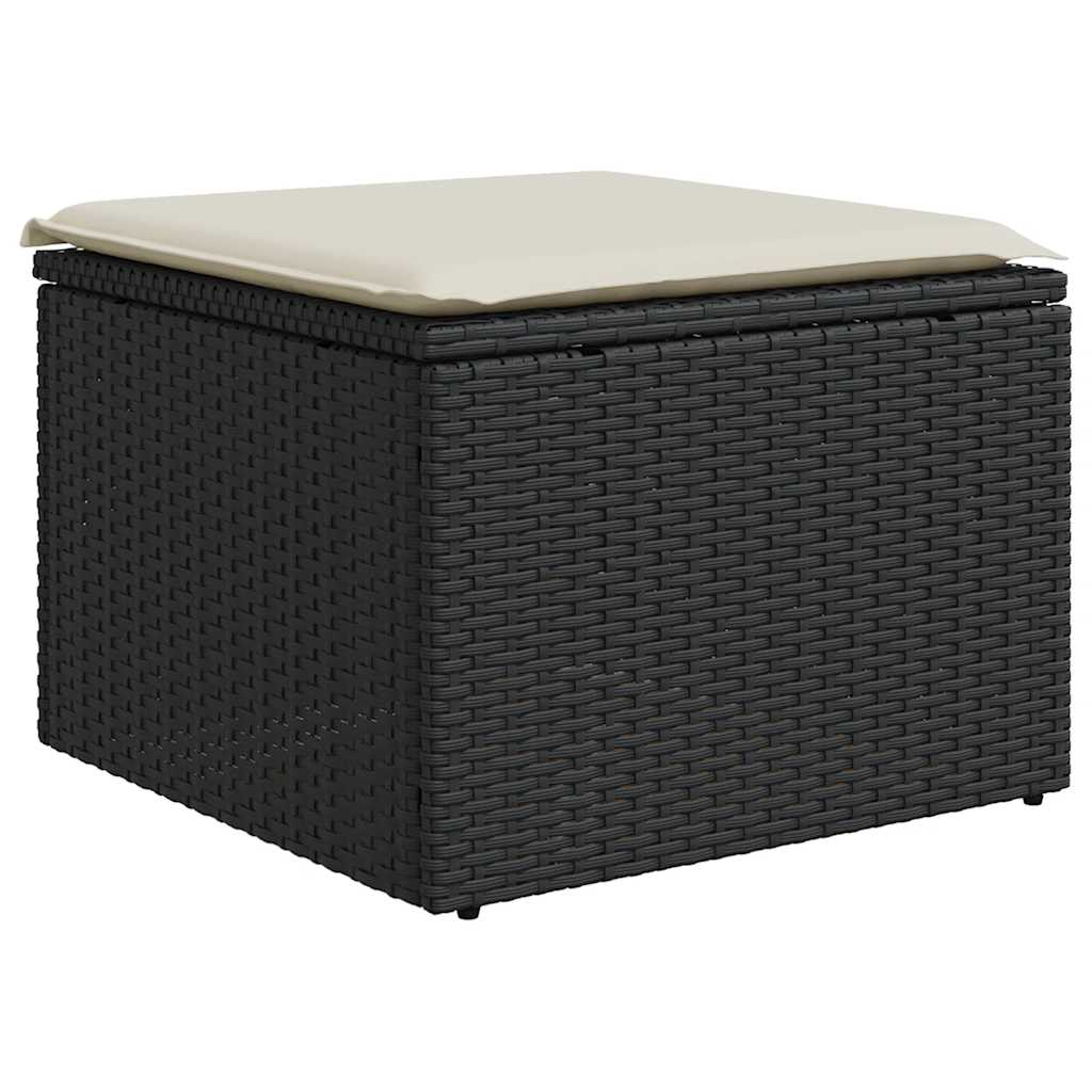 6 részes fekete polyrattan kerti ülőgarnitúra párnákkal 5