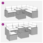 7 részes világosszürke polyrattan kerti ülőgarnitúra párnákkal 11