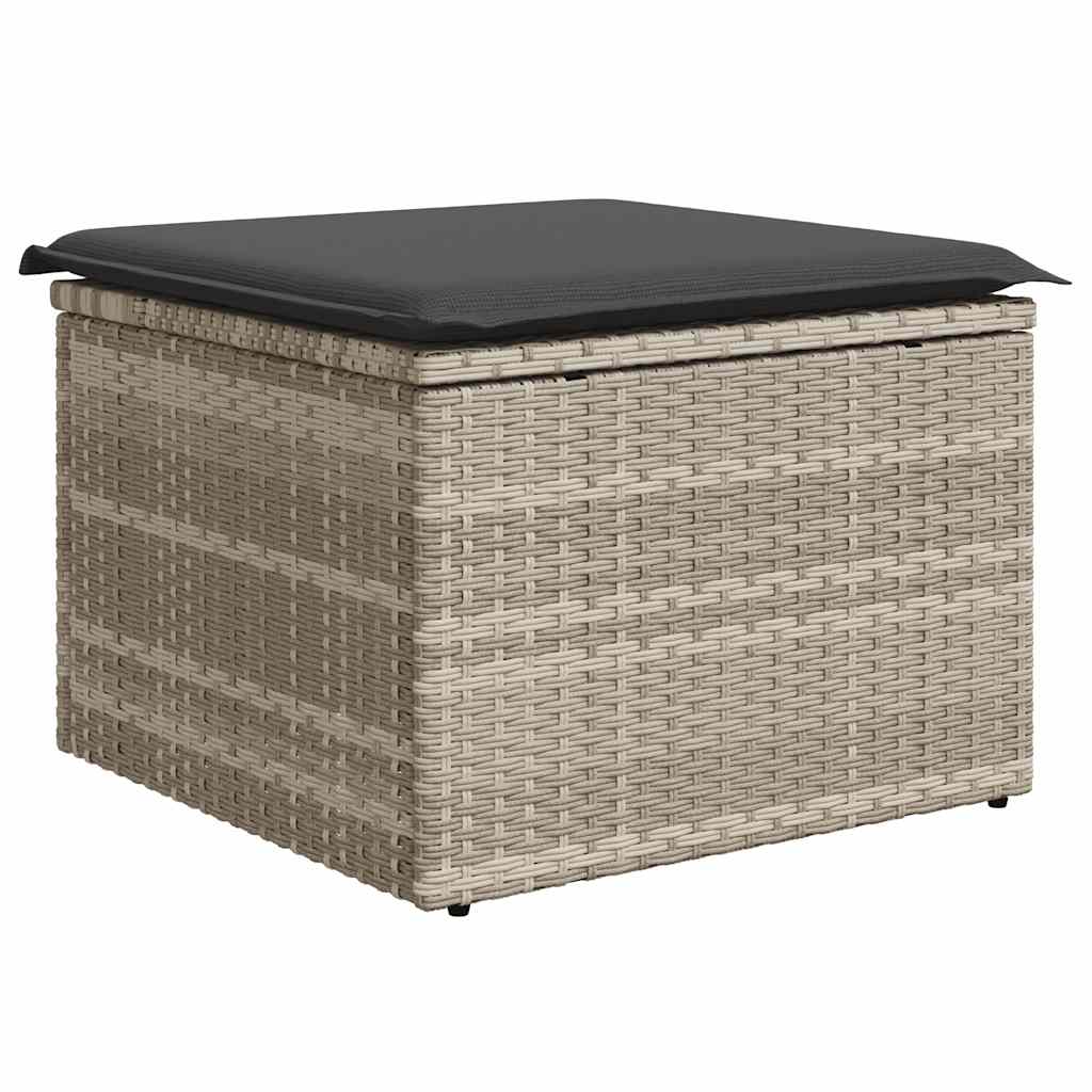 9 részes világosszürke polyrattan kerti ülőgarnitúra párnával 6