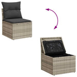 9 részes világosszürke polyrattan kerti ülőgarnitúra párnával 8