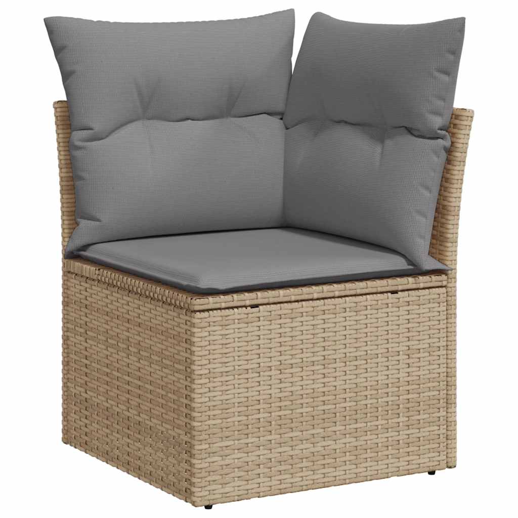 11 részes bézs polyrattan kerti ülőgarnitúra párnákkal 4