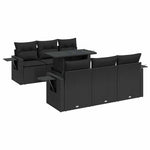7 részes fekete polyrattan kerti ülőgarnitúra párnával 2