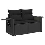 7 részes fekete polyrattan kerti ülőgarnitúra párnával 4