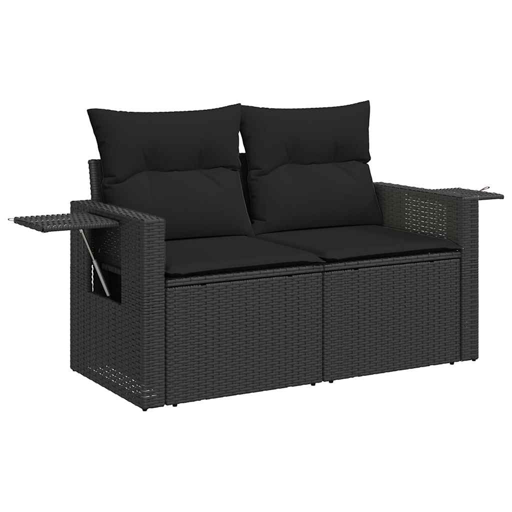 7 részes fekete polyrattan kerti ülőgarnitúra párnával 4
