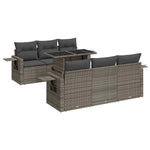 7 részes szürke polyrattan kerti ülőgarnitúra párnákkal 2
