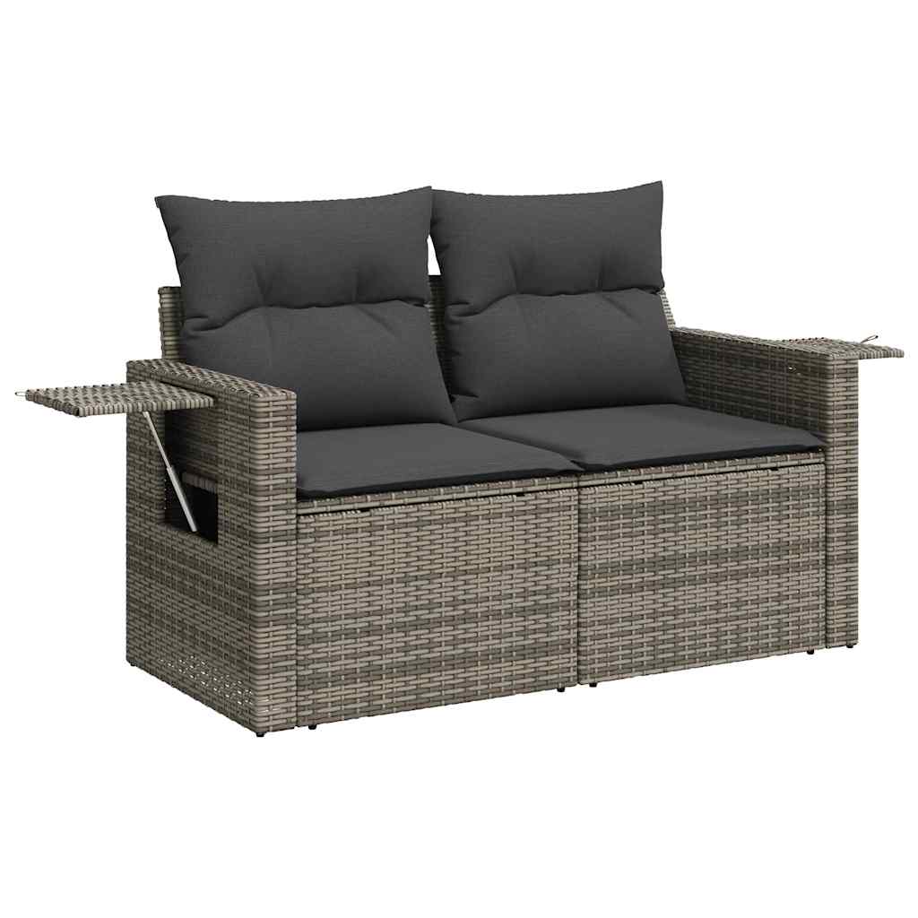 7 részes szürke polyrattan kerti ülőgarnitúra párnákkal 4
