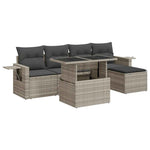6 részes világosszürke polyrattan kerti ülőgarnitúra párnákkal 2