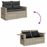 6 részes világosszürke polyrattan kerti ülőgarnitúra párnákkal 8
