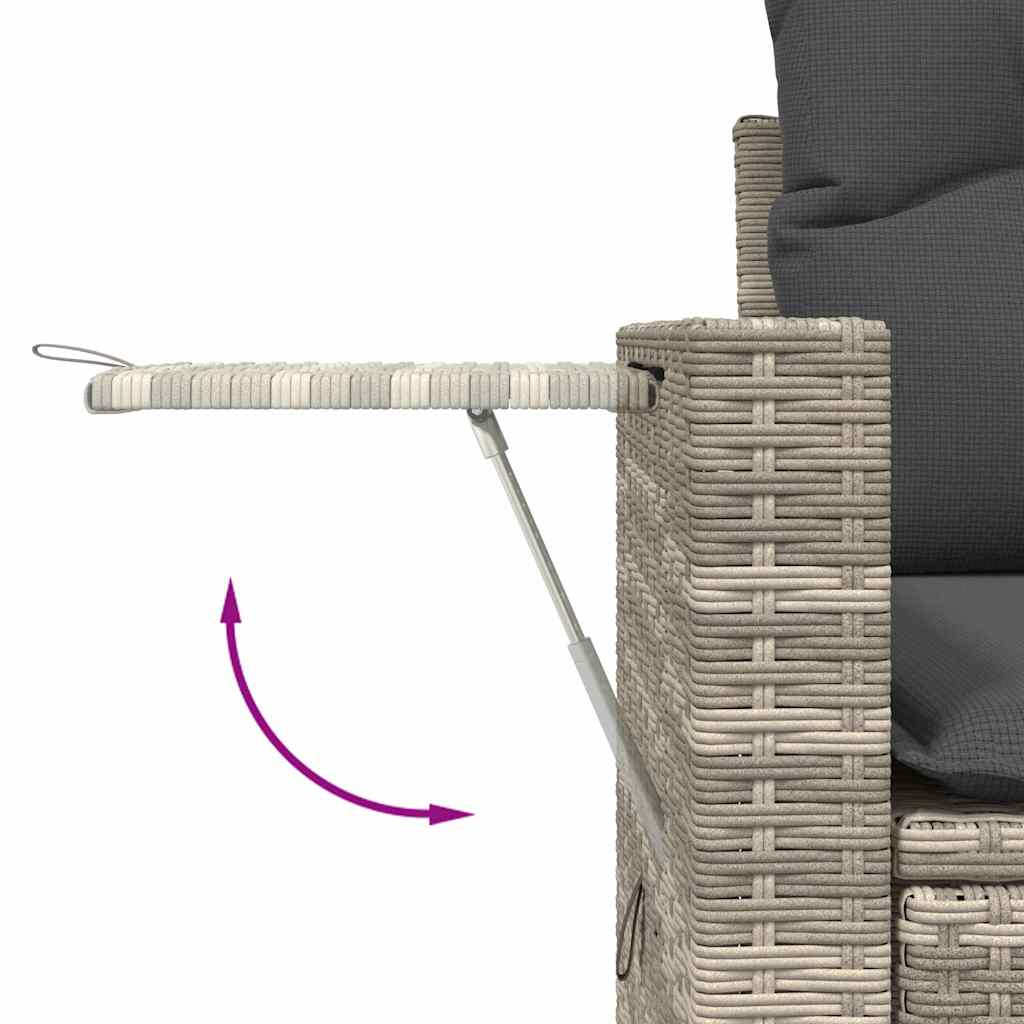 6 részes világosszürke polyrattan kerti ülőgarnitúra párnákkal 10