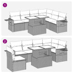 7 részes barna polyrattan kerti ülőgarnitúra párnákkal 12