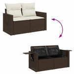 7 részes barna polyrattan kerti ülőgarnitúra párnákkal 9