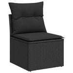 9 részes fekete polyrattan kerti ülőgarnitúra párnákkal 3