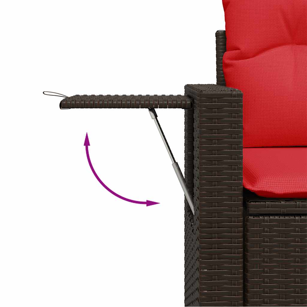 9 részes barna polyrattan akácfa kerti ülőgarnitúra párnákkal 10