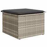 7 részes világosszürke polyrattan kerti ülőgarnitúra párnákkal 6