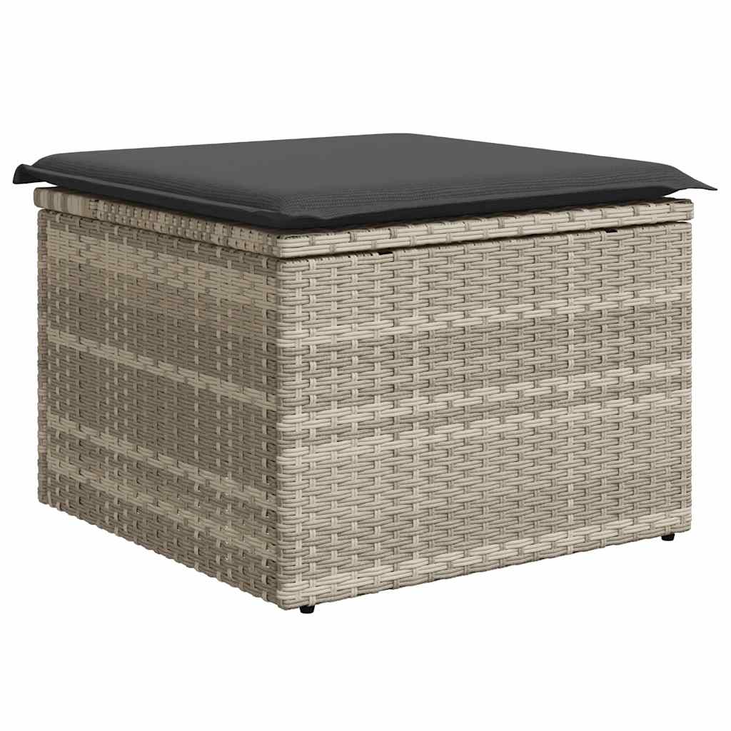7 részes világosszürke polyrattan kerti ülőgarnitúra párnákkal 6