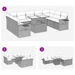 10 részes barna polyrattan akácfa kerti ülőgarnitúra párnákkal 12
