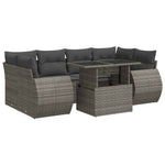 7 részes szürke polyrattan kerti ülőgarnitúra párnákkal 2